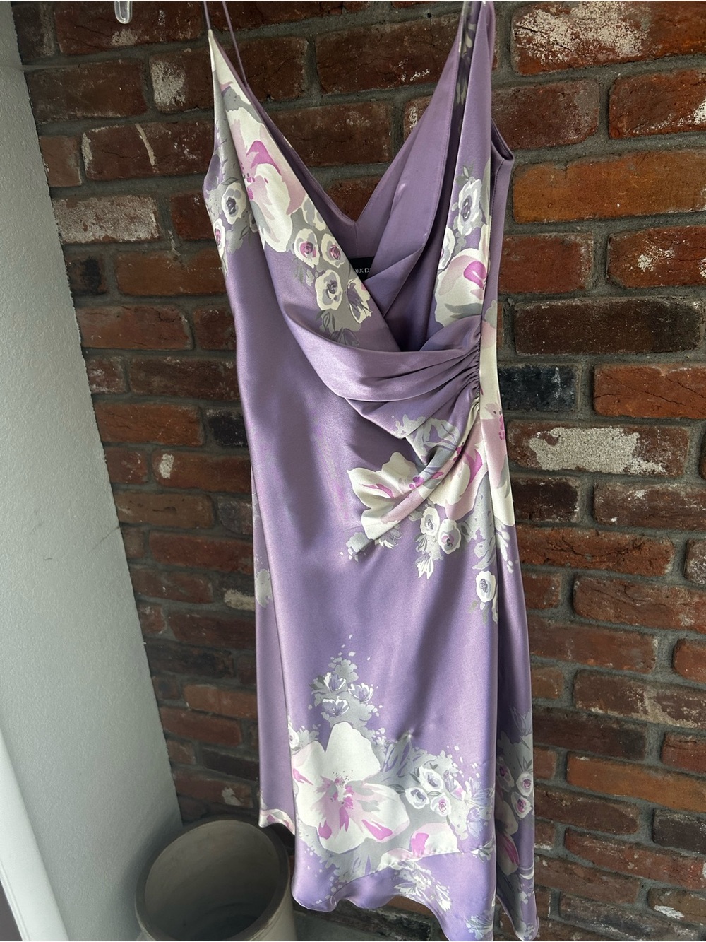 Jones New York Lavender Floral Cowl Neck Midi Slip Dress